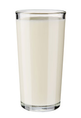 Glass with milk isolated on white background.