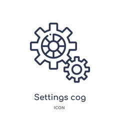 settings cog icon from user interface outline collection. Thin line settings cog icon isolated on white background.