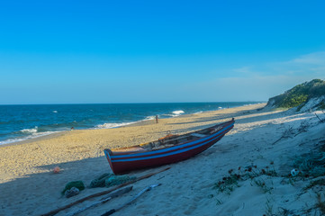 Maputo seascape under blue sky and Indian Ocean in Mozambique