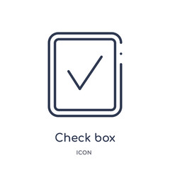 check box icon from user interface outline collection. Thin line check box icon isolated on white background.