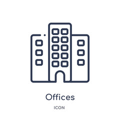 offices icon from user interface outline collection. Thin line offices icon isolated on white background.