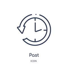 past icon from user interface outline collection. Thin line past icon isolated on white background.