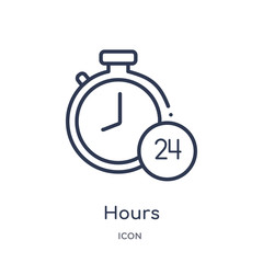 hours icon from user interface outline collection. Thin line hours icon isolated on white background.