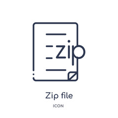 Fototapeta na wymiar zip file icon from user interface outline collection. Thin line zip file icon isolated on white background.