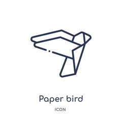 paper bird icon from user interface outline collection. Thin line paper bird icon isolated on white background.