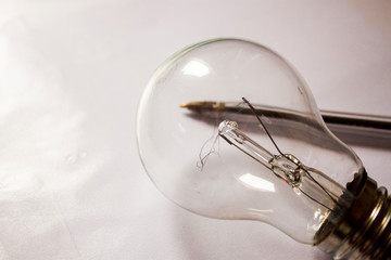 Light bulb on white background