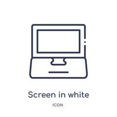 screen in white icon from user interface outline collection. Thin line screen in white icon isolated on white background.