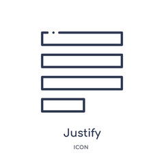 justify icon from user interface outline collection. Thin line justify icon isolated on white background.