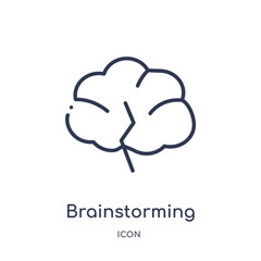 brainstorming icon from user interface outline collection. Thin line brainstorming icon isolated on white background.