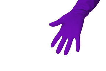 hand in latex glove showing number five