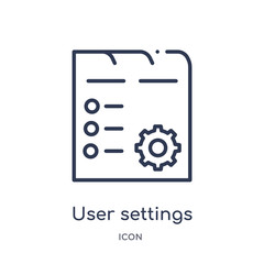 user settings interface icon from user interface outline collection. Thin line user settings interface icon isolated on white background.