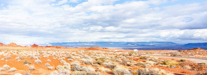 A view of a desert valley in the American west.