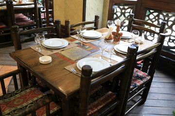Cutlery on dining table