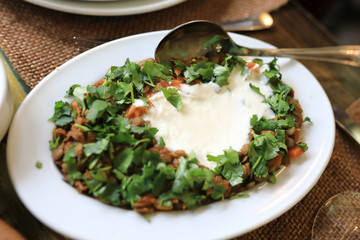 Lentil salad on plate