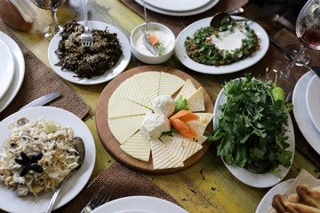 Plates with armenian snacks