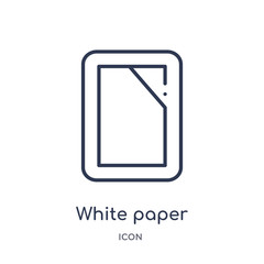 white paper icon from user interface outline collection. Thin line white paper icon isolated on white background.