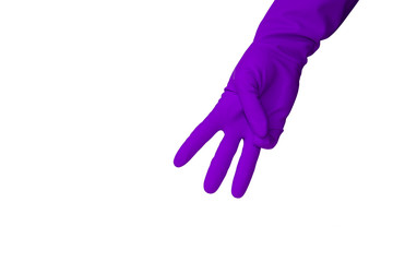 Hand in latex glove showing number three