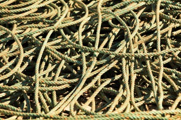Texture of ropes in the port