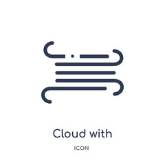 cloud with thunderbolt icon from weather outline collection. Thin line cloud with thunderbolt icon isolated on white background.