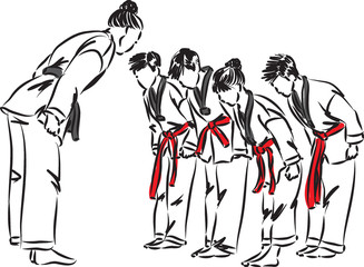 tae kwondo class with students vector illustration