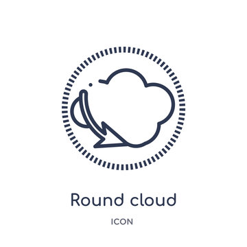 round cloud icon from weather outline collection. Thin line round cloud icon isolated on white background.