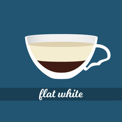 Flat white coffee cup with milk foam vector illustration