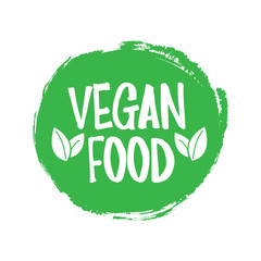 Green grunge Vegan food vector illustration