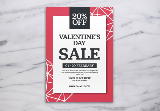 Valentine's Day Sale Flyer Layout with Red Accents