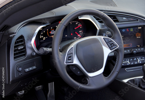 steering wheel in the new sports car