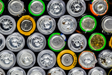 Salt and alkaline batteries, source of energy for portable technology. AAA and AA batteries