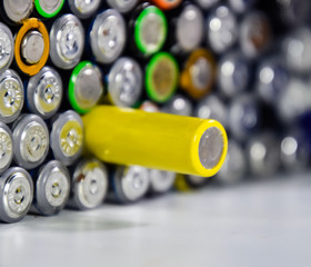 Salt and alkaline batteries, source of energy for portable technology. AAA and AA batteries