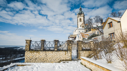 Overlook over Central Bohemian Uplands from Melnik (Czech Republic). Stunnig winter landscape.