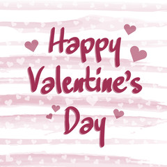Happy Valentines Day with Watercolor Lines and Hearts