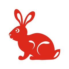 Rabbit icon. Bunny laser cut card.  Paper cutout decoration. Wood carving template. Die cut vector silhouette. Cute hare illustration for children.