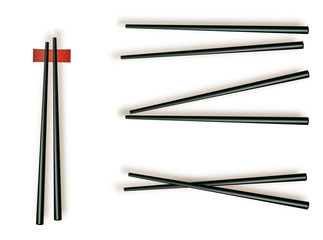 Chopsticks. Set Accessories for Sushi Isolated on White Background. Vector Illustration