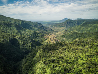 Aerial view of Black river Gorges Viewpoint Mauritius.