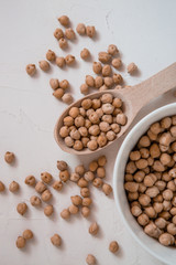 Turkish peas. Nutt On a white background. Top view. Free copy space