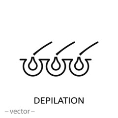 depilation icon, linear sign on white background - vector illustration