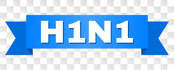 H1N1 text on a ribbon. Designed with white caption and blue tape. Vector banner with H1N1 tag on a transparent background.