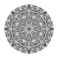 Vector mandala. Black on white background