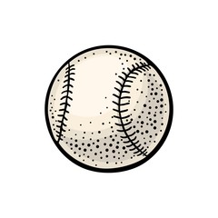 Baseball ball. Vector color engraving illustration. Isolated on white background.