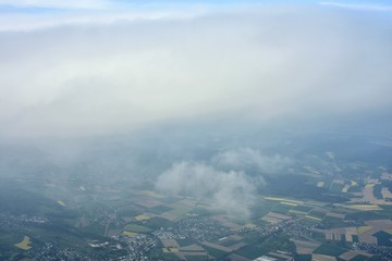 Europe under the clouds. Flight from Zurich, Switzerland to Madrid, Spain.