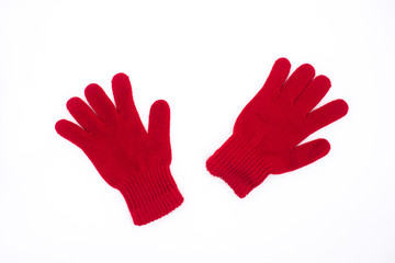 Red gloves isolated on white background