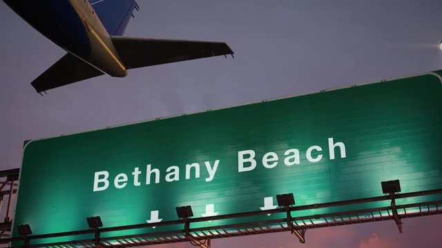 Airplane Take off Bethany Beach during a wonderful sunset