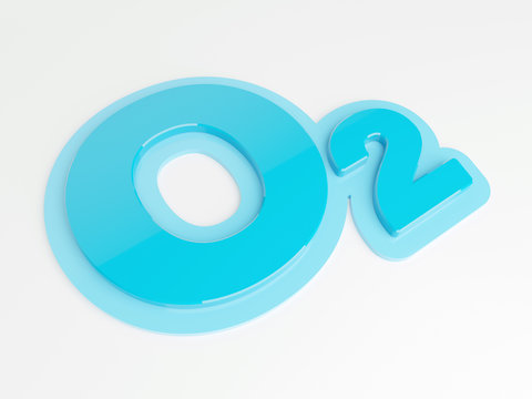 O2 - Blue Oxygen molecule symbol 3D render