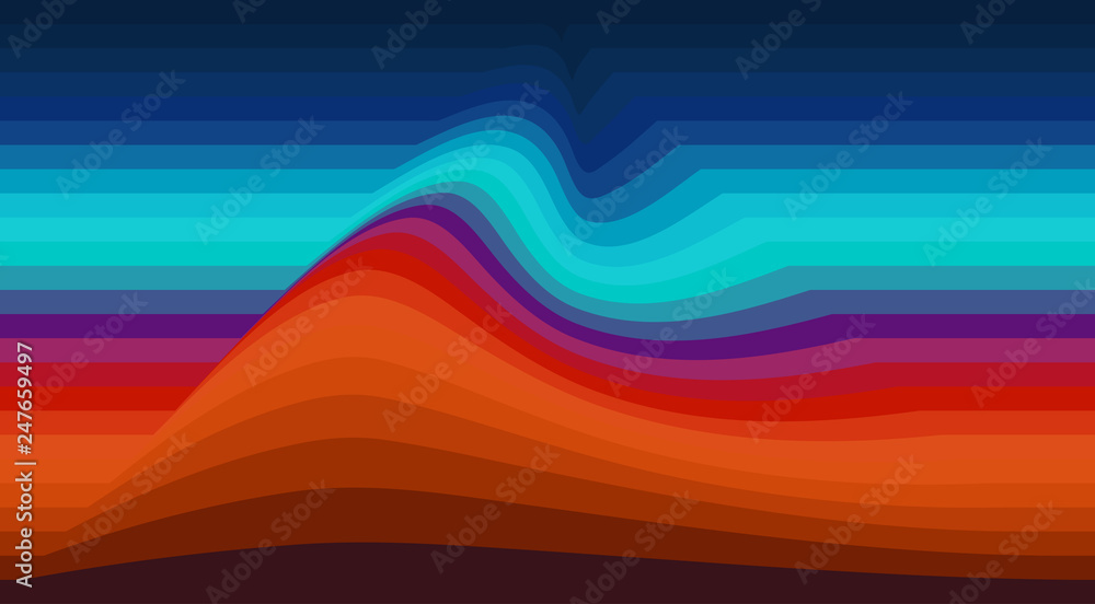 Poster abstract striped background with wave. vector wallpaper