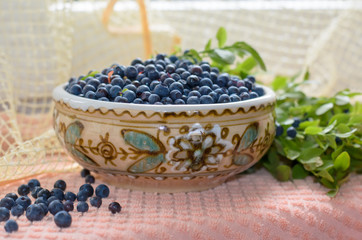 Freshly picked blueberries. Healthy nutrition.