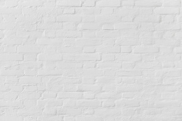 Vintage white brick wall background, Flat background photo texture, Old brick wall painted on white