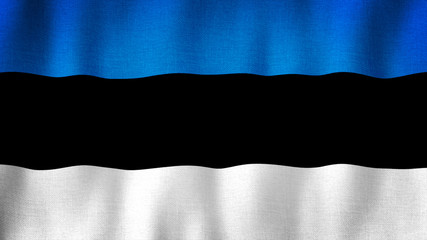 Estonia flag waving in the wind. Closeup of realistic Estonian flag with highly detailed fabric texture