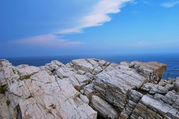 Rugged Terrain, rocky cliffs in Maine Acadia National Park 